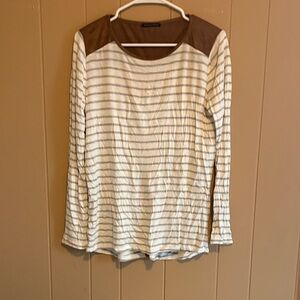 Staccato Cream and Brown Striped Long Sleeve Top